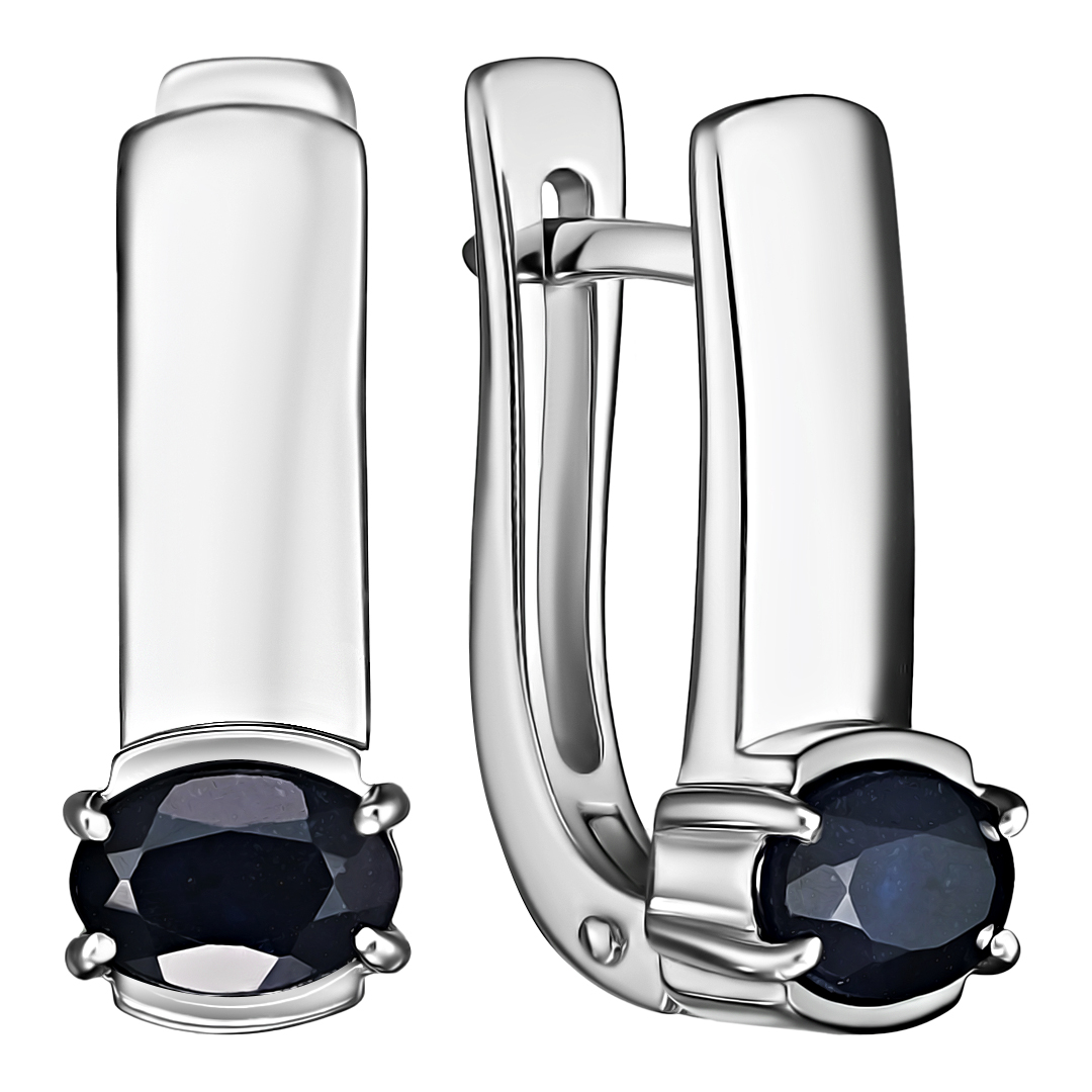 Серебряные серьги 925 пробы; вставки 2 Сапфир 1,362 F/2;