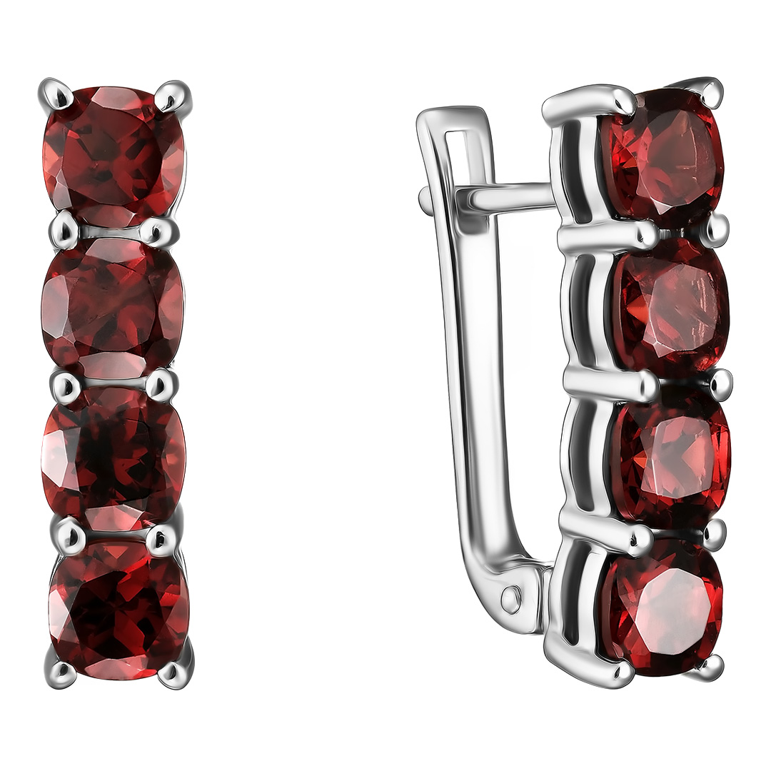 Серебряные серьги 925 пробы; вставки 8 Гранат 5,52 ct;