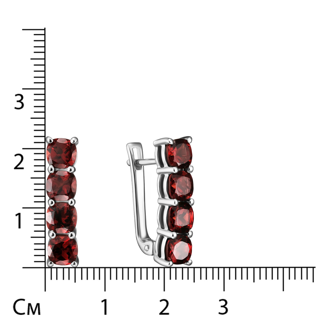 Серебряные серьги 925 пробы; вставки 8 Гранат 5,52 ct;