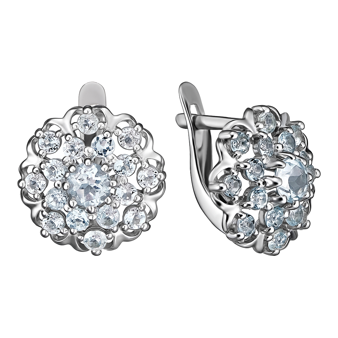 Серебряные серьги 925 пробы; вставки 34 Топаз Sky;