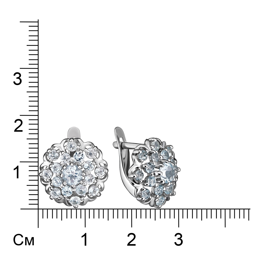 Серебряные серьги 925 пробы; вставки 34 Топаз Sky;