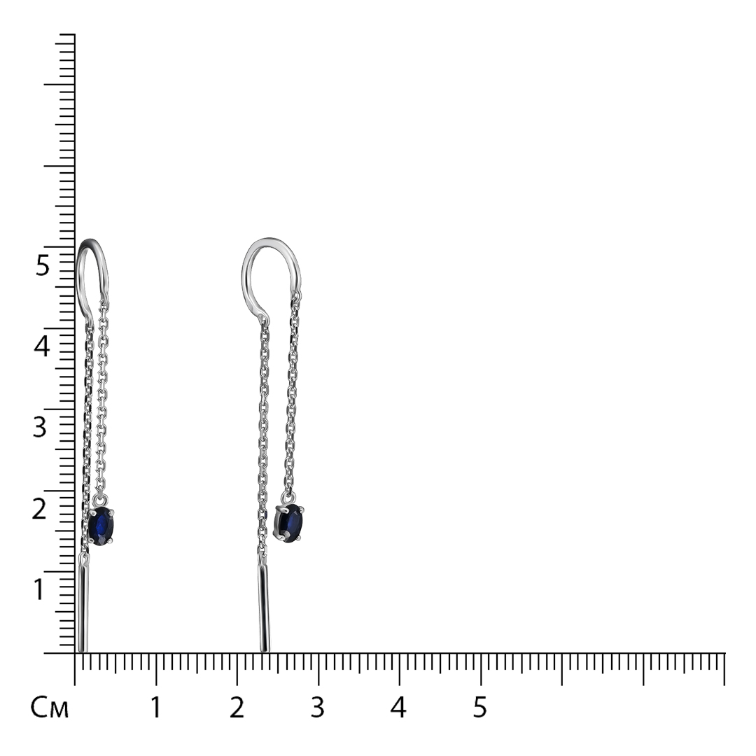 Серебряные серьги-протяжки с сапфирами