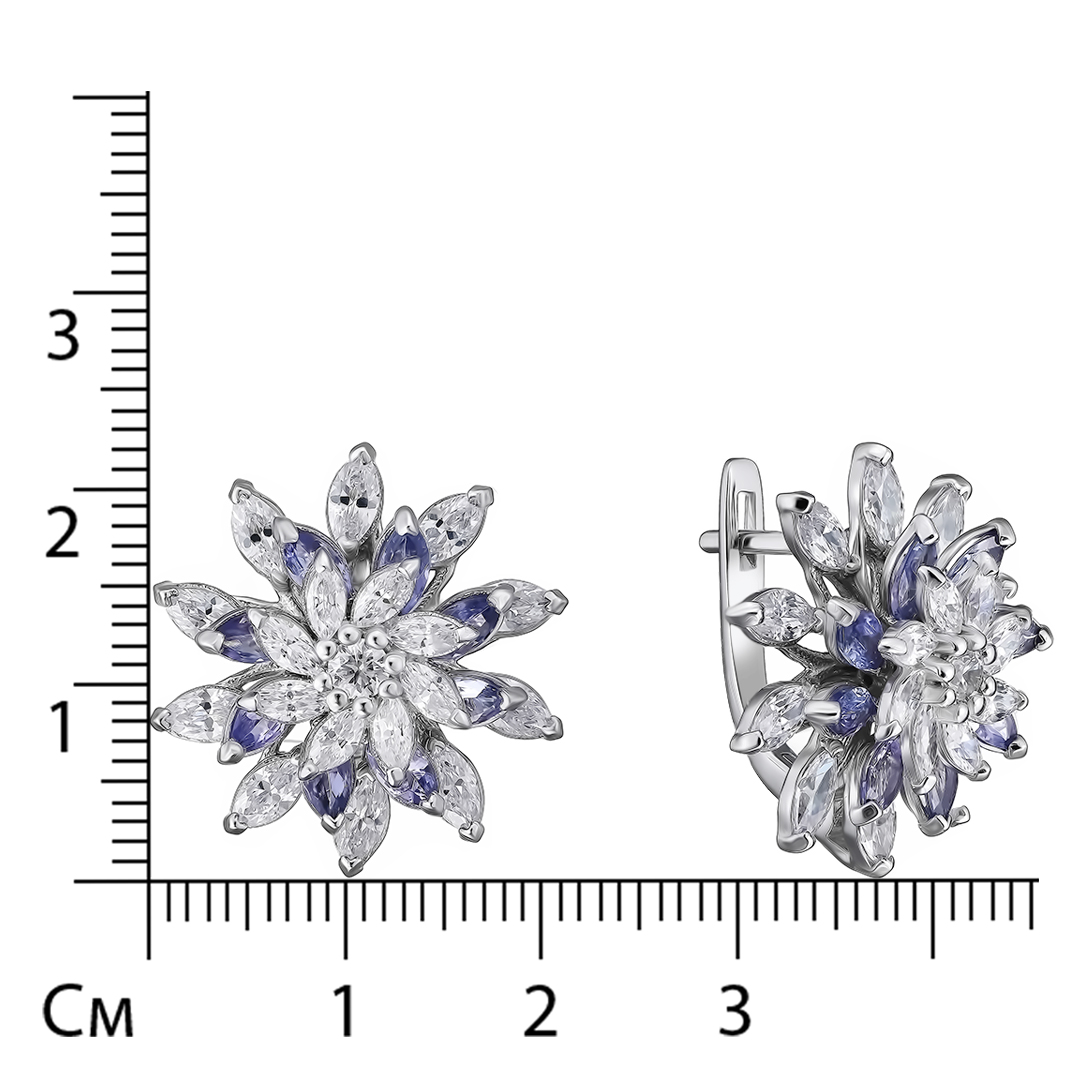 Серебряные серьги с танзанитами "Цветы"