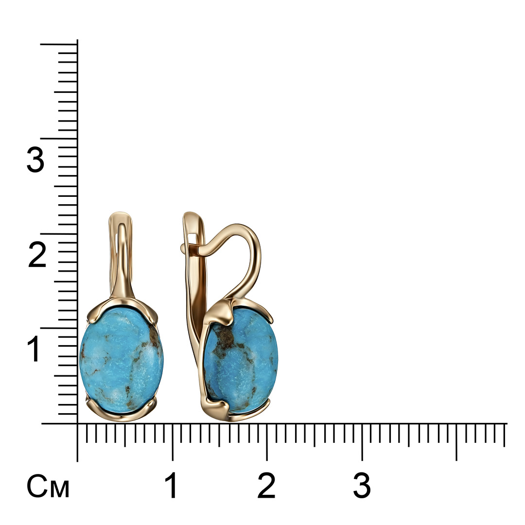 Серебряные серьги 925 пробы; вставки 2 Бирюза Армения;