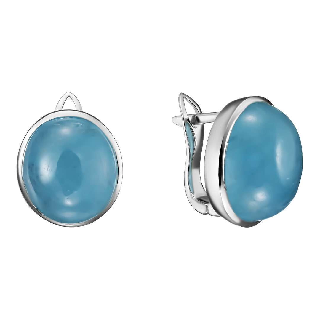 Серебряные серьги 925 пробы; вставки 2 Аквамарин 17,9ct;