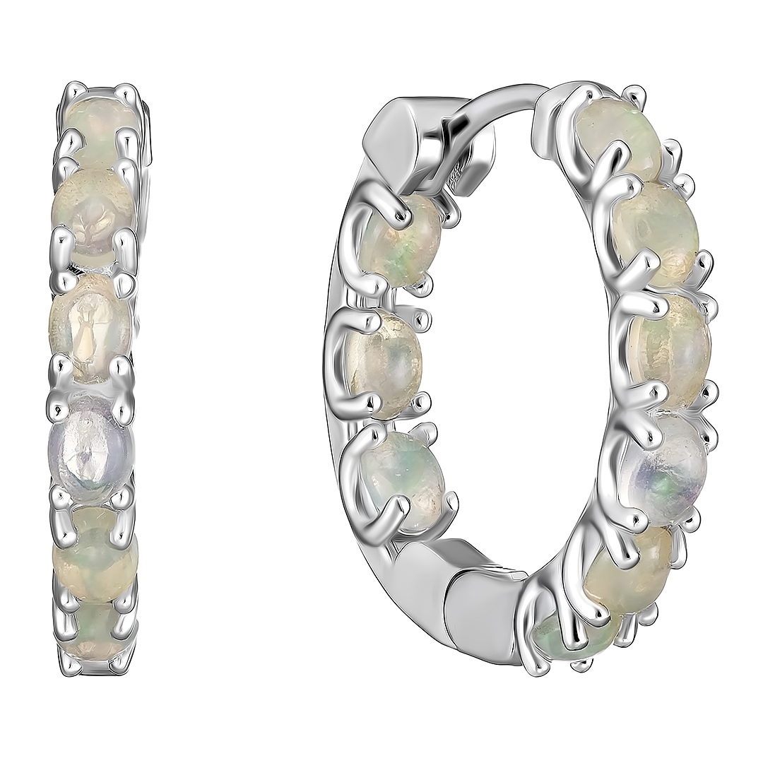Серебряные серьги 925 пробы; вставки 18 Опал бел. 2,07ct;