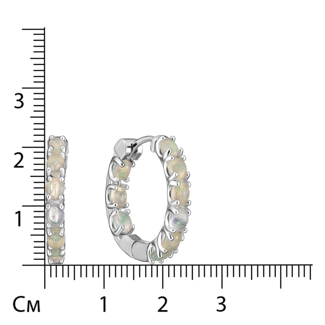 Серебряные серьги 925 пробы; вставки 18 Опал бел. 2,07ct;
