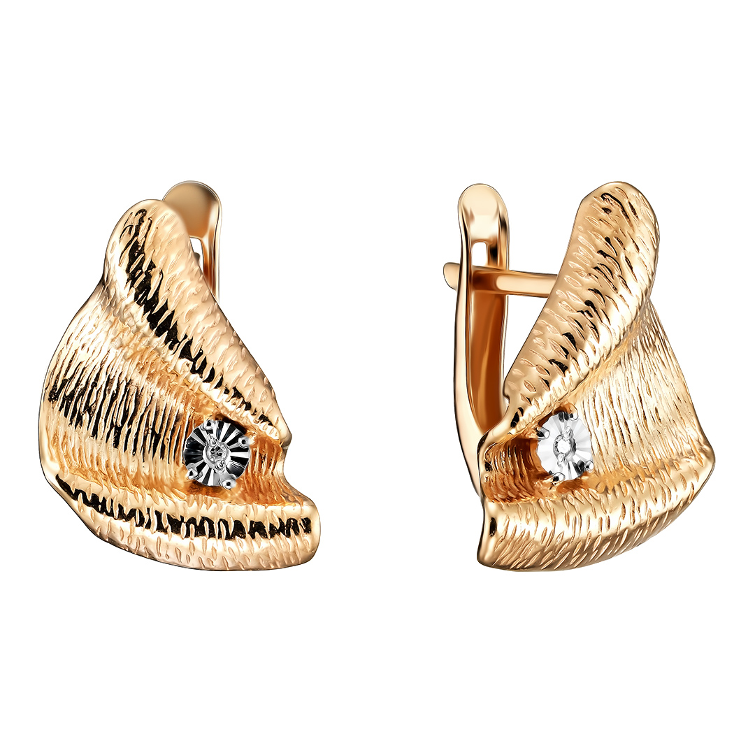 Серебряные серьги 925 пробы; с алмазной обработкой; вставки 2 Бр.Кр-17 0,007 2/3А;