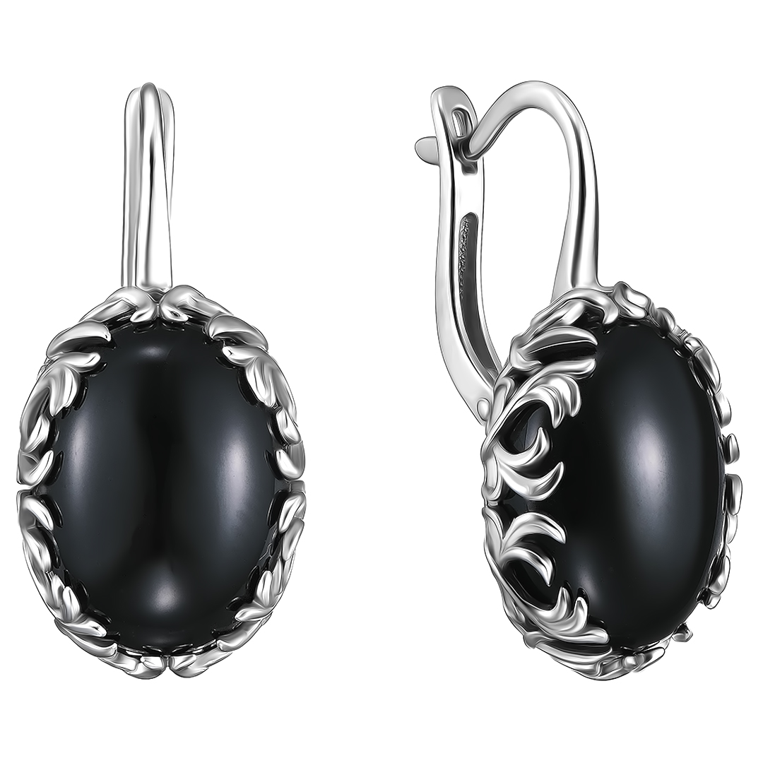 Серебряные серьги 925 пробы; вставки 2 Агат нат.;