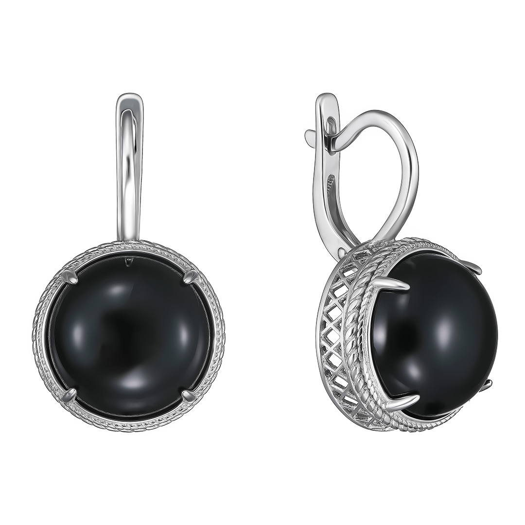 Серебряные серьги 925 пробы; вставки 2 Агат нат.;