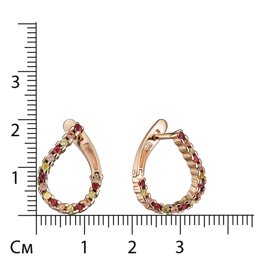 Серебряные серьги 925 пробы; вставки 32 Мультисапфир (H) разноцв.;