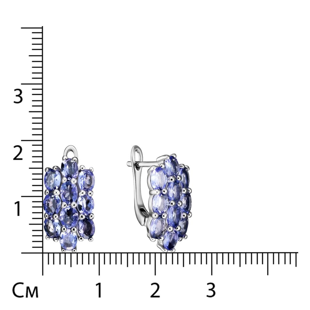 Серебряные серьги 925 пробы; вставки 20 Танзанит 2,96 ct;