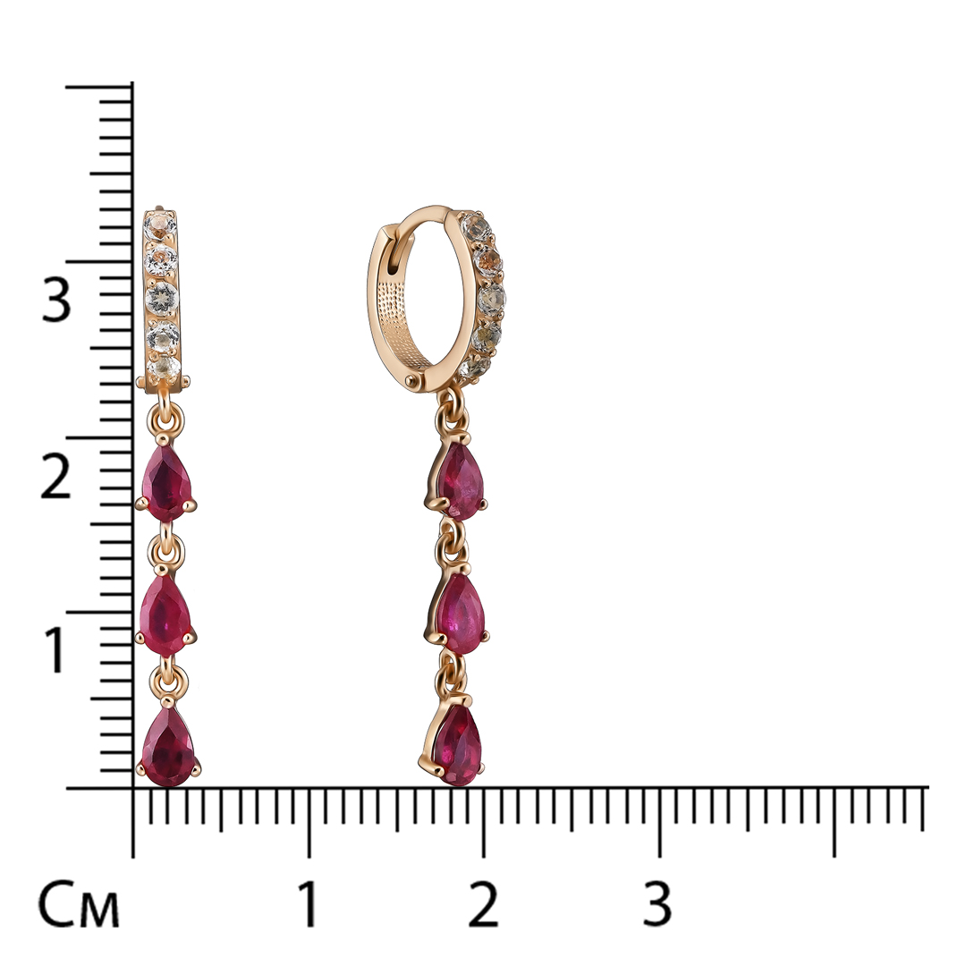 Серебряные серьги 925 пробы; вставки 6 Рубин 1,786 F/2; 10 Топаз белый;