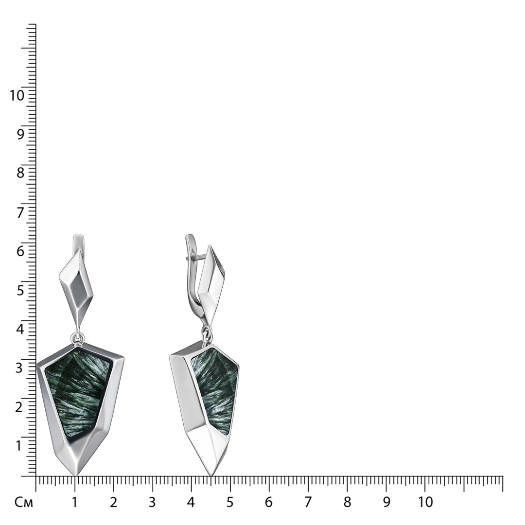 Серебряные серьги 925 пробы; оксидирование; вставки 2 Клинохлор;