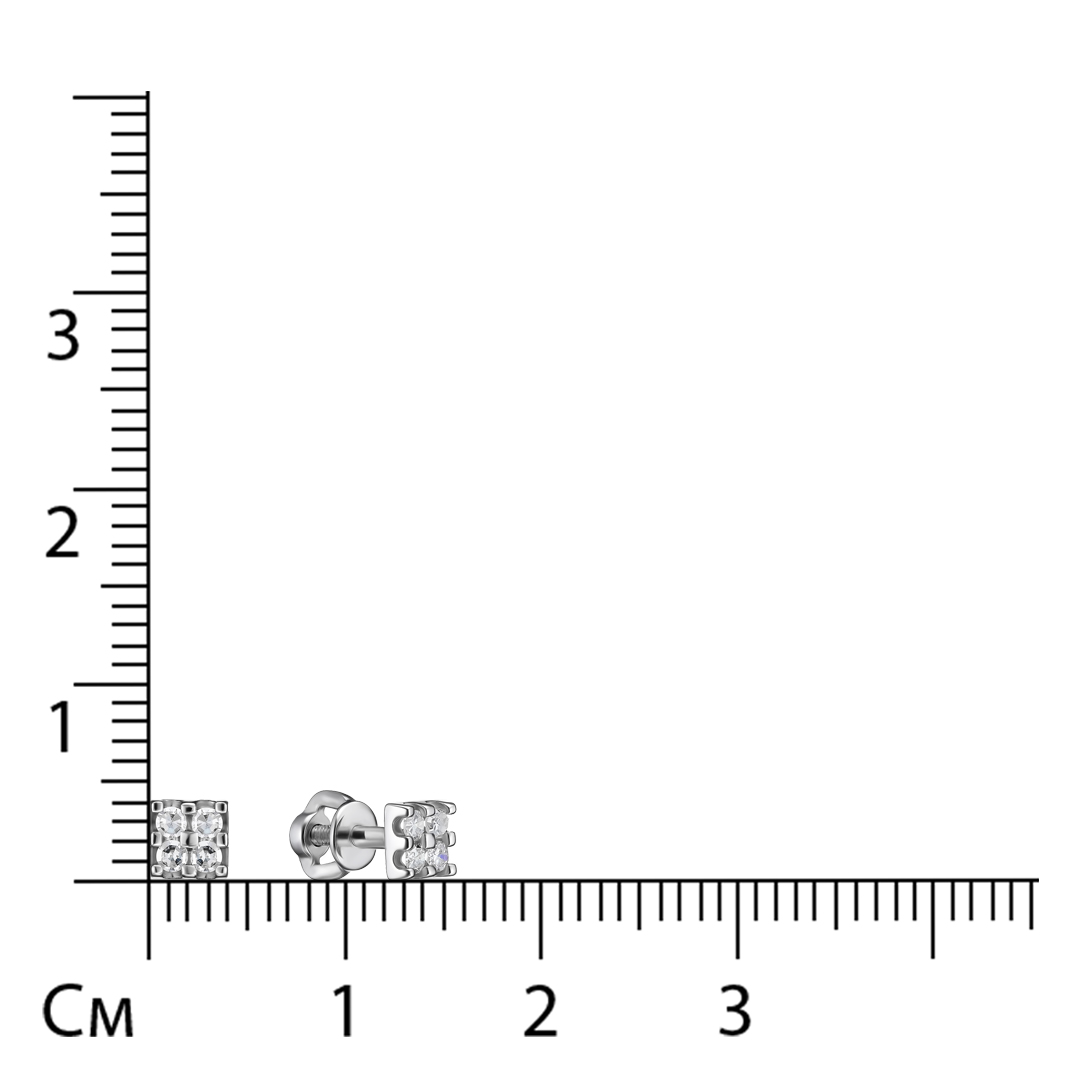 Серьги-пусеты из белого золота с бриллиантами
