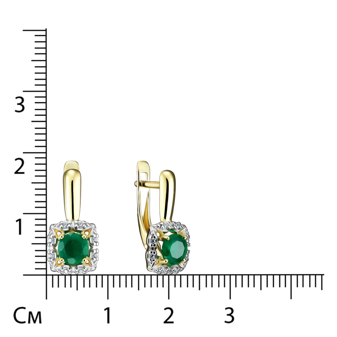 Серебряные серьги 925 пробы; вставки 2 Агат; 16 Фианит бесцв.;
