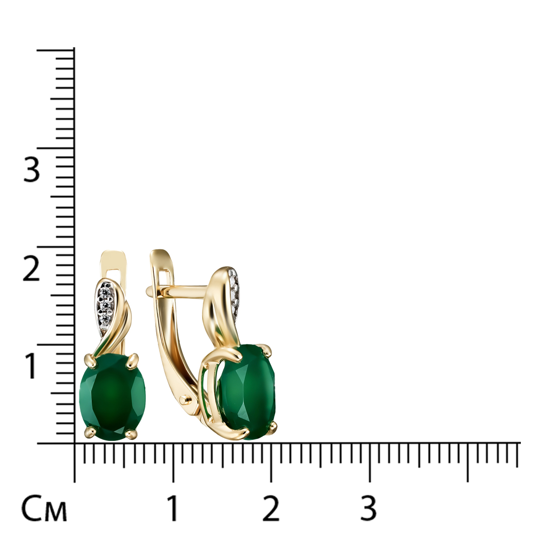 Серебряные серьги 925 пробы; вставки 2 Агат; 6 Фианит бесцв.;