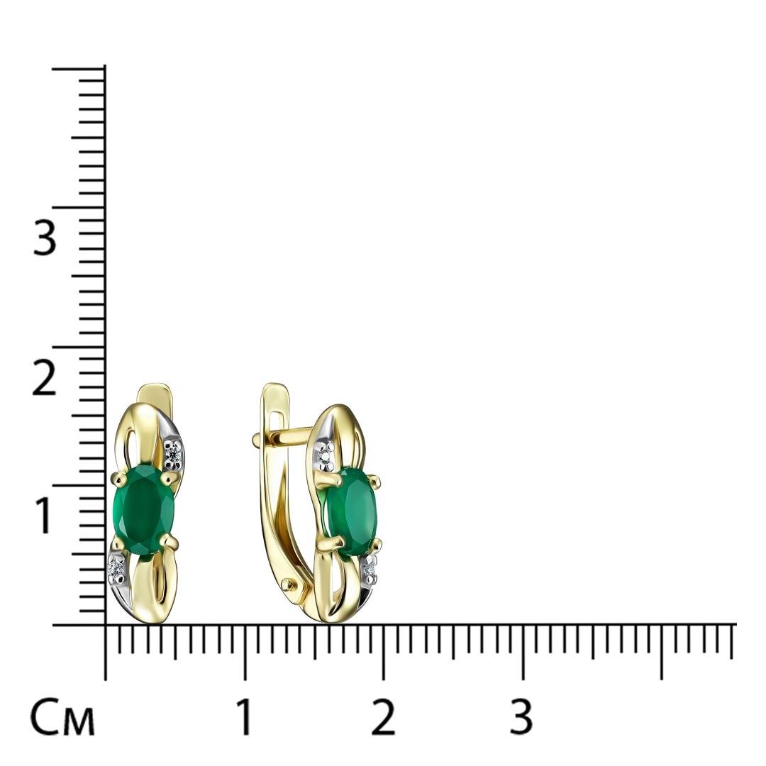 Серебряные серьги 925 пробы; вставки 2 Агат; 4 Фианит бесцв.;