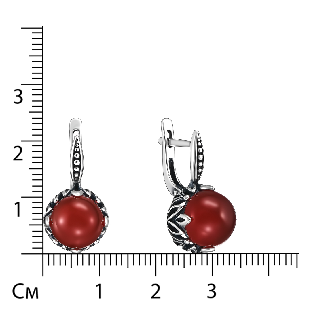 Серебряные серьги 925 пробы; оксидирование; вставки 2 Сердолик нат.;