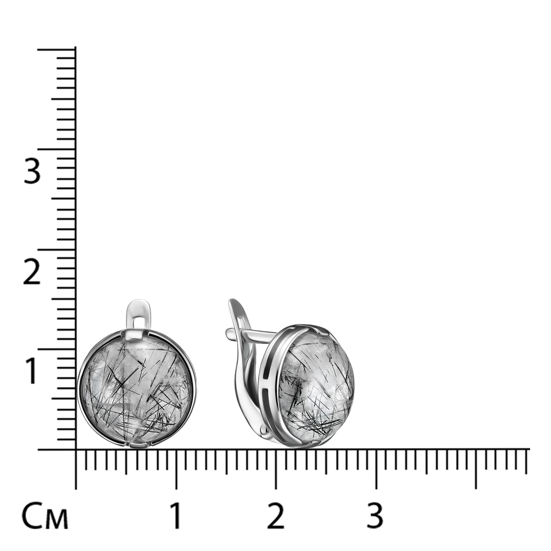 Серебряные серьги 925 пробы; вставки 2 Кварц рутиловый;