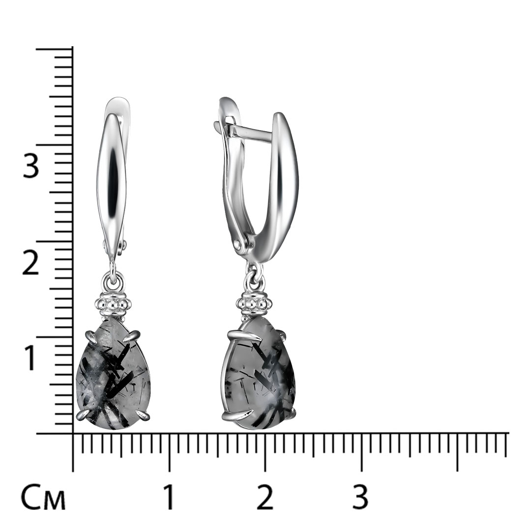 Серебряные серьги 925 пробы; вставки 2 Кварц рутиловый;