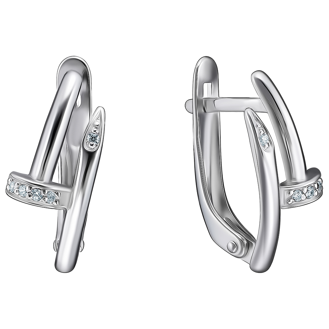 Серебряные серьги 925 пробы; вставки 10 Фианит бесцв.;
