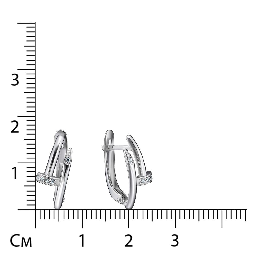 Серебряные серьги 925 пробы; вставки 10 Фианит бесцв.;