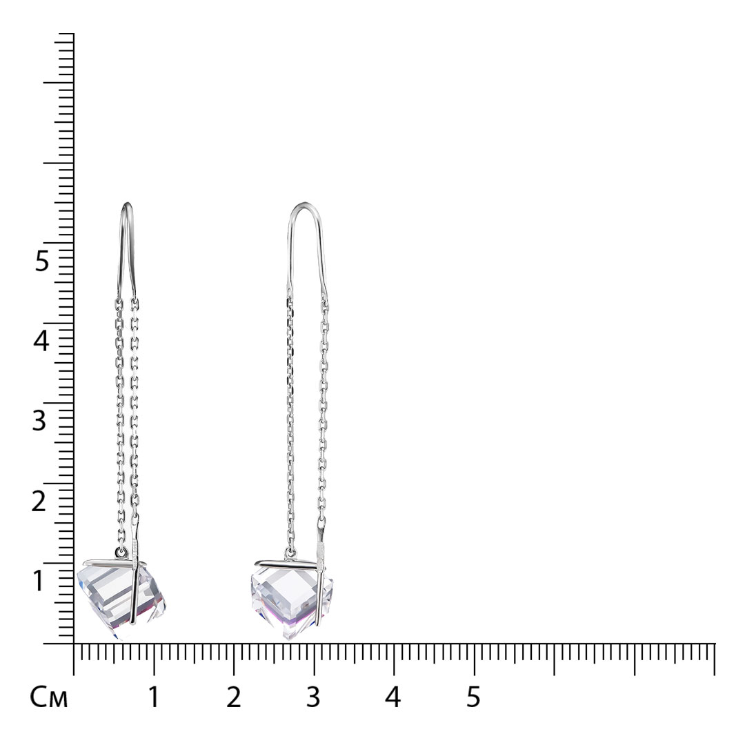 Серебряные серьги-протяжки с кристаллами