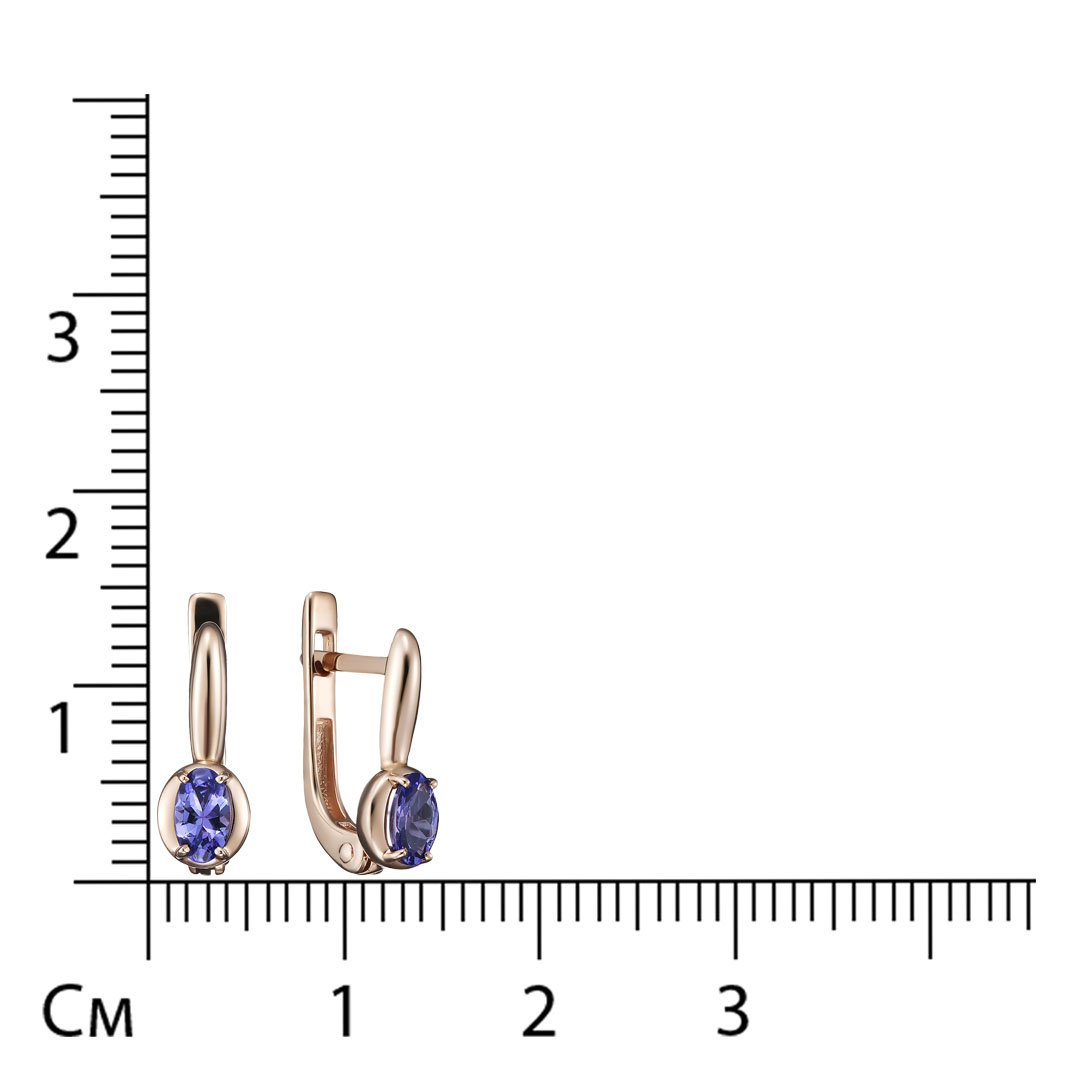 Серьги из красного золота с танзанитами