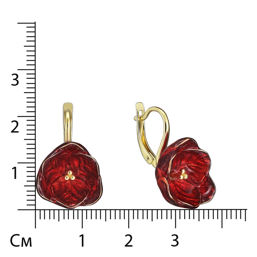 Серебряные серьги 925 пробы; вставки Эмаль красная;