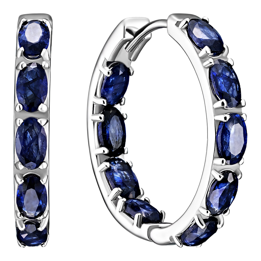 Серебряные серьги 925 пробы; вставки 18 Сапфир F/2 5,4ct;