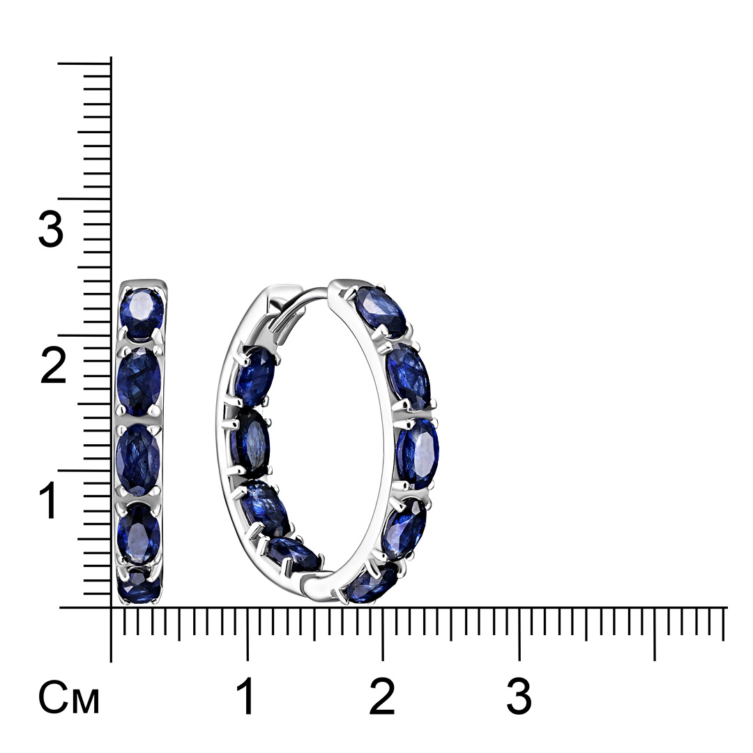 Серебряные серьги 925 пробы; вставки 18 Сапфир F/2 5,4ct;