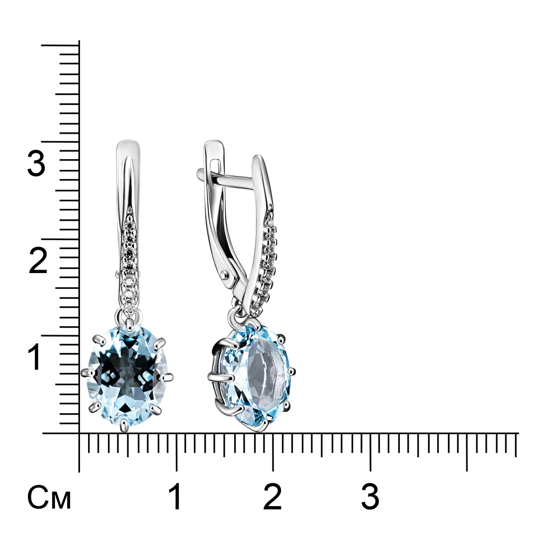 Серебряные серьги с топазами Sky и фианитами