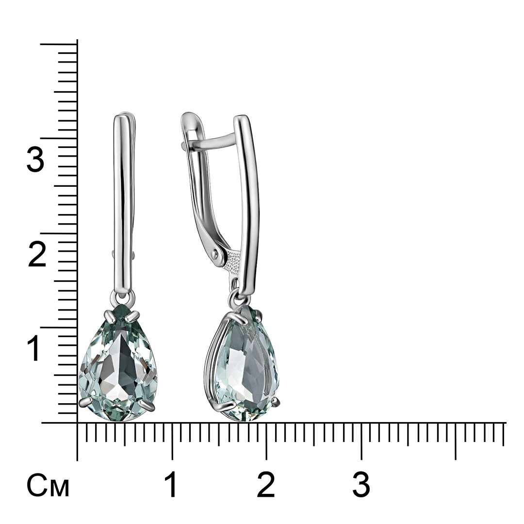 Серебряные серьги 925 пробы; вставки 2 Празиолит;