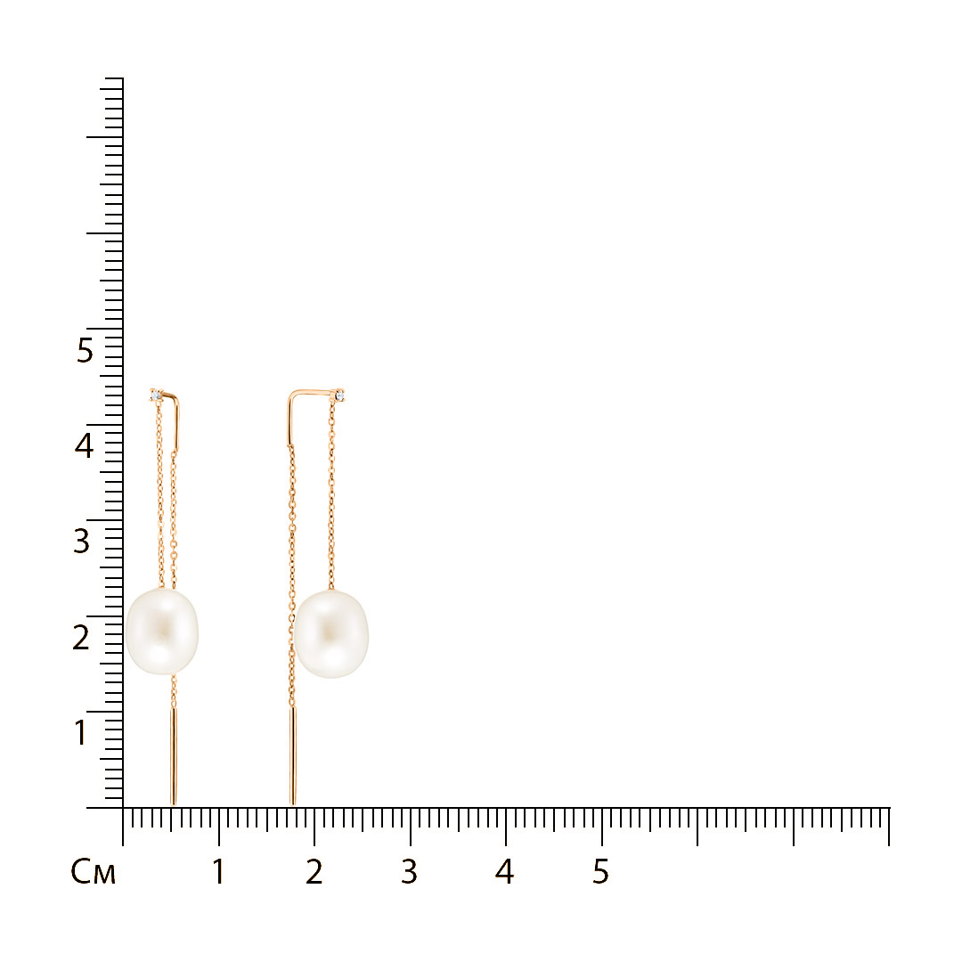 Серьги-протяжки из золота с жемчугом