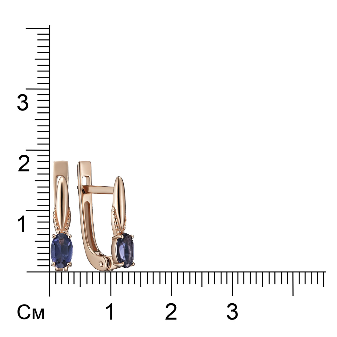 Серьги из золота с иолитами