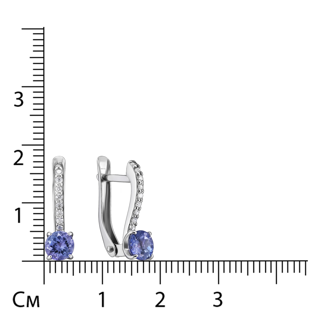 Серебряные серьги с танзанитами и фианитами