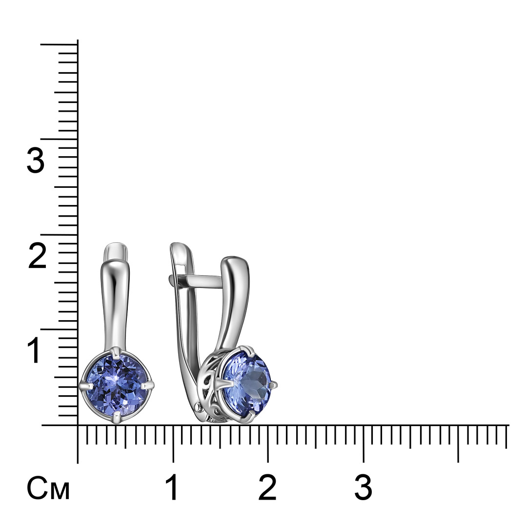 Серебряные серьги 925 пробы; вставки 2 Танзанит;