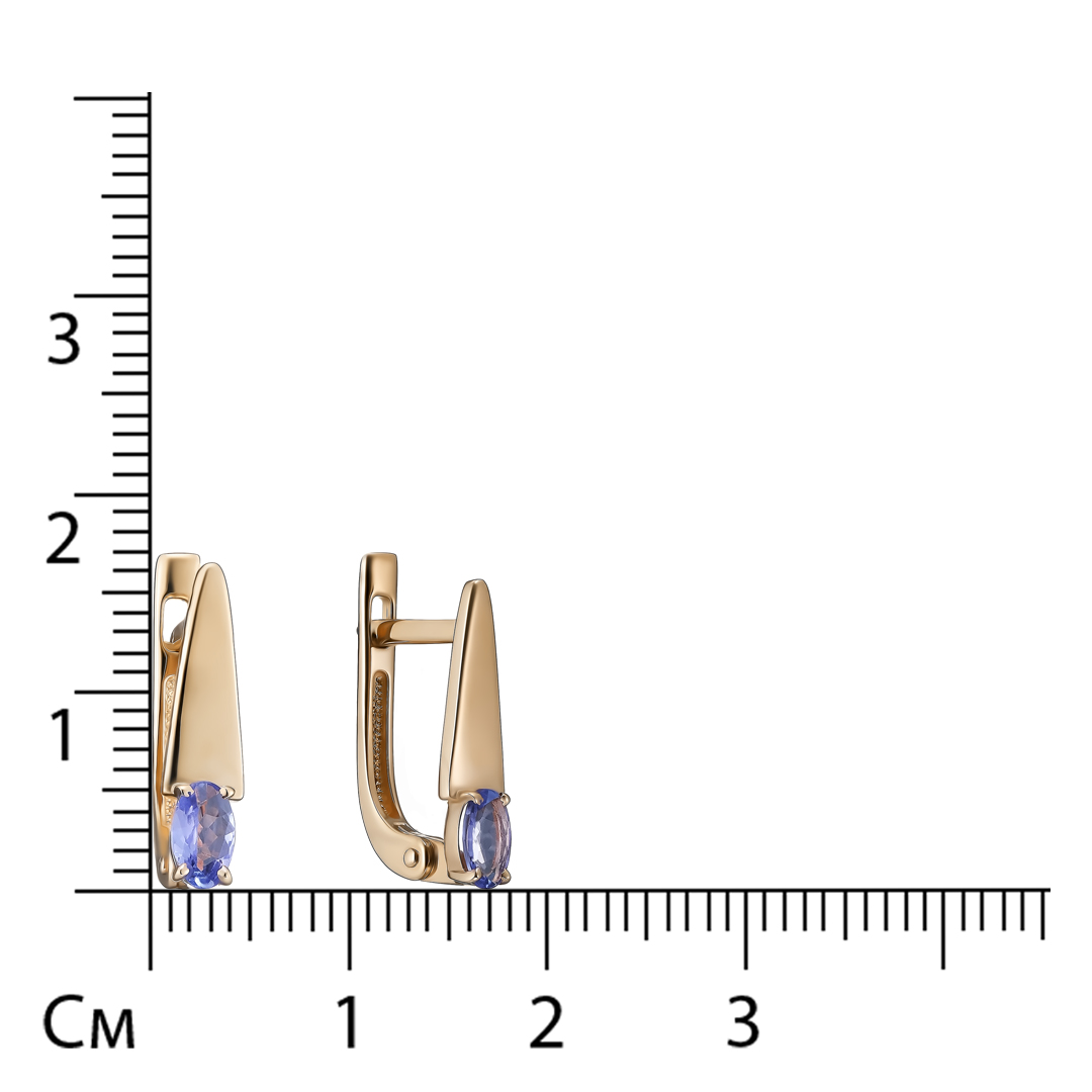 Серьги из красного золота с танзанитами