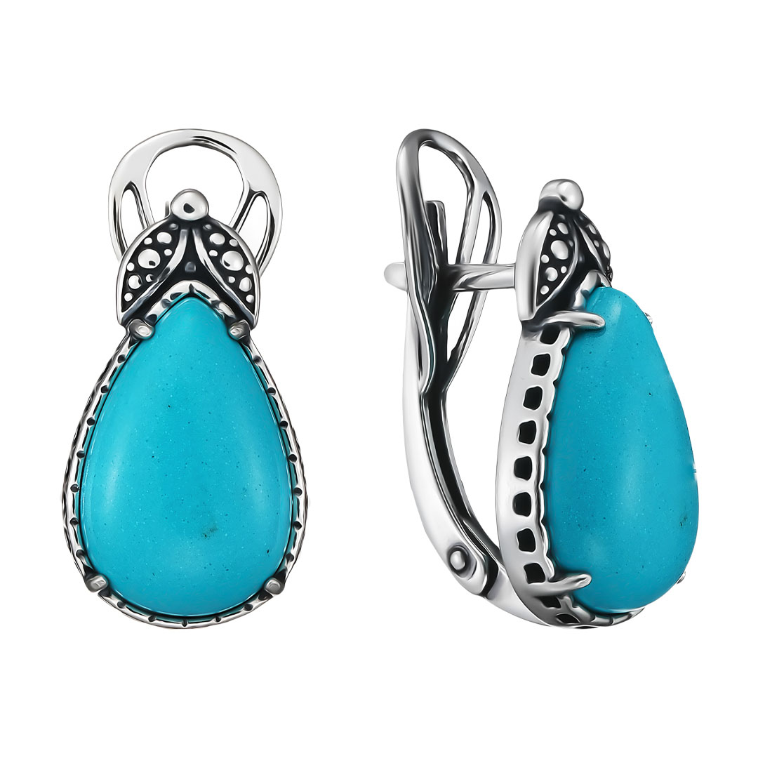 Серебряные серьги с бирюзой