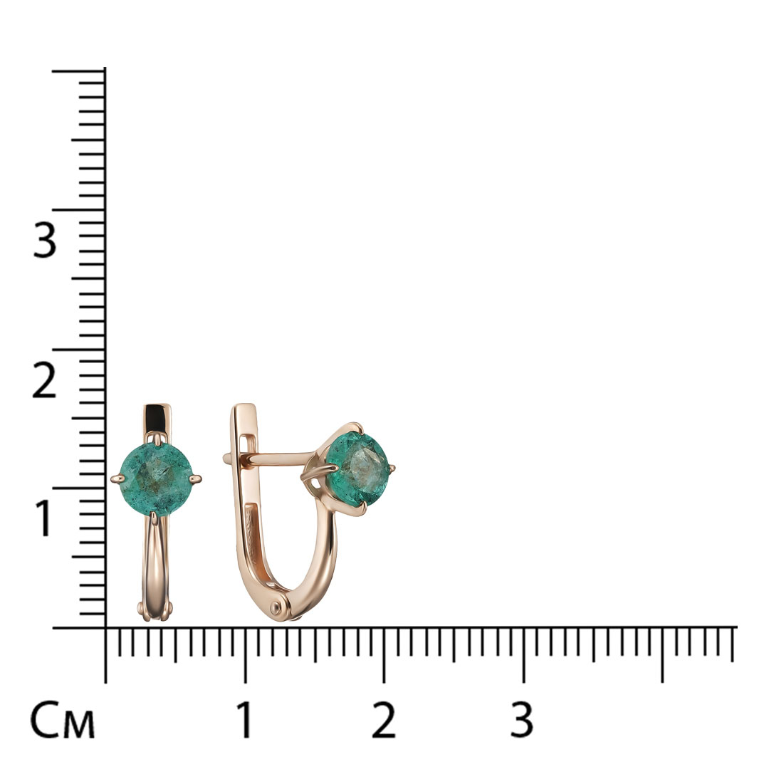 Золотые серьги 585 пробы; вставки 2 Изумруд (F) 0,852 3/3;
