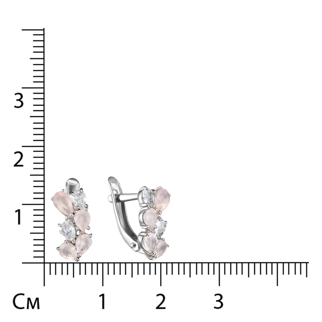 Серебряные серьги 925 пробы; вставки 8 Агат; 4 Фианит бесцв.;