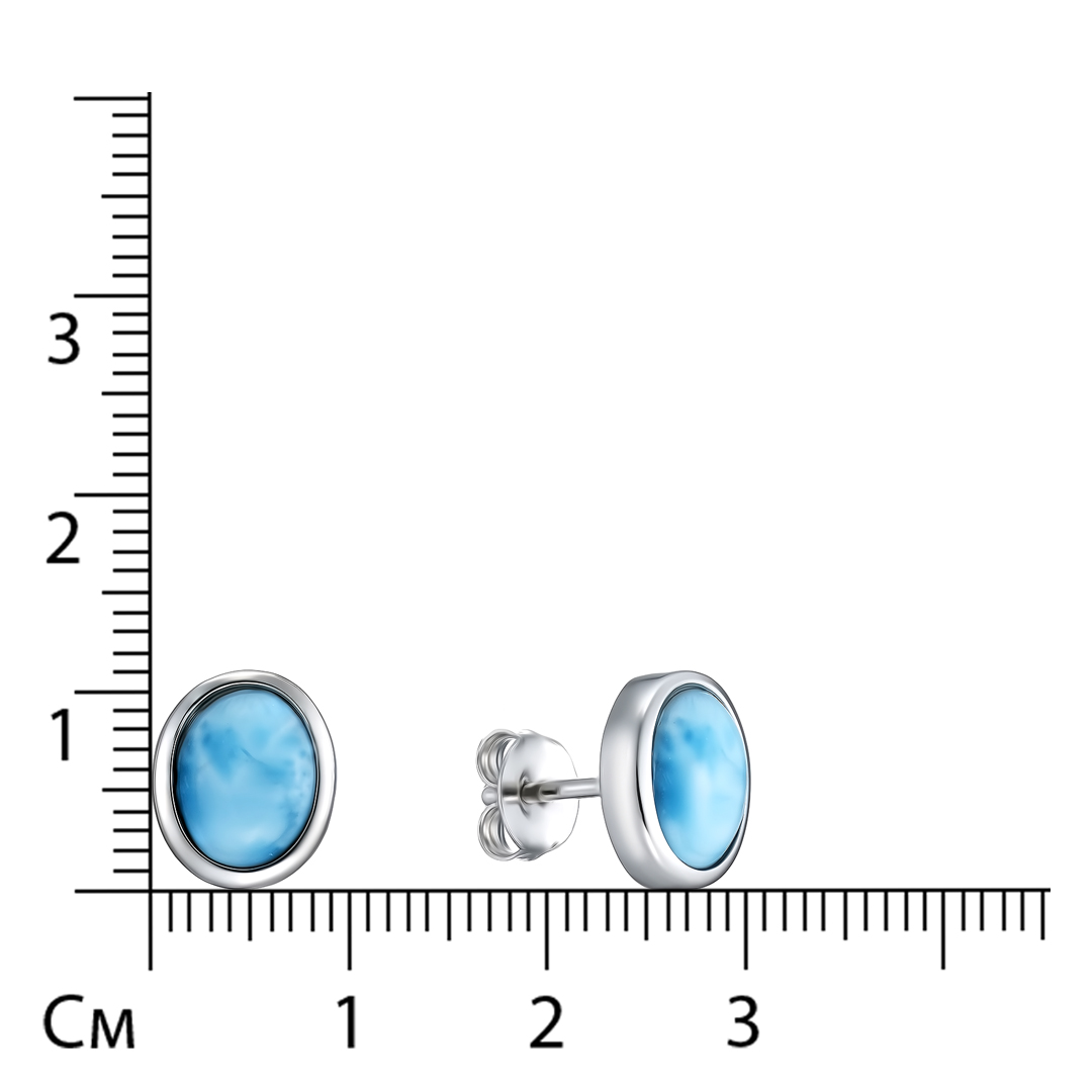 Серебряные серьги-пусеты с ларимарами