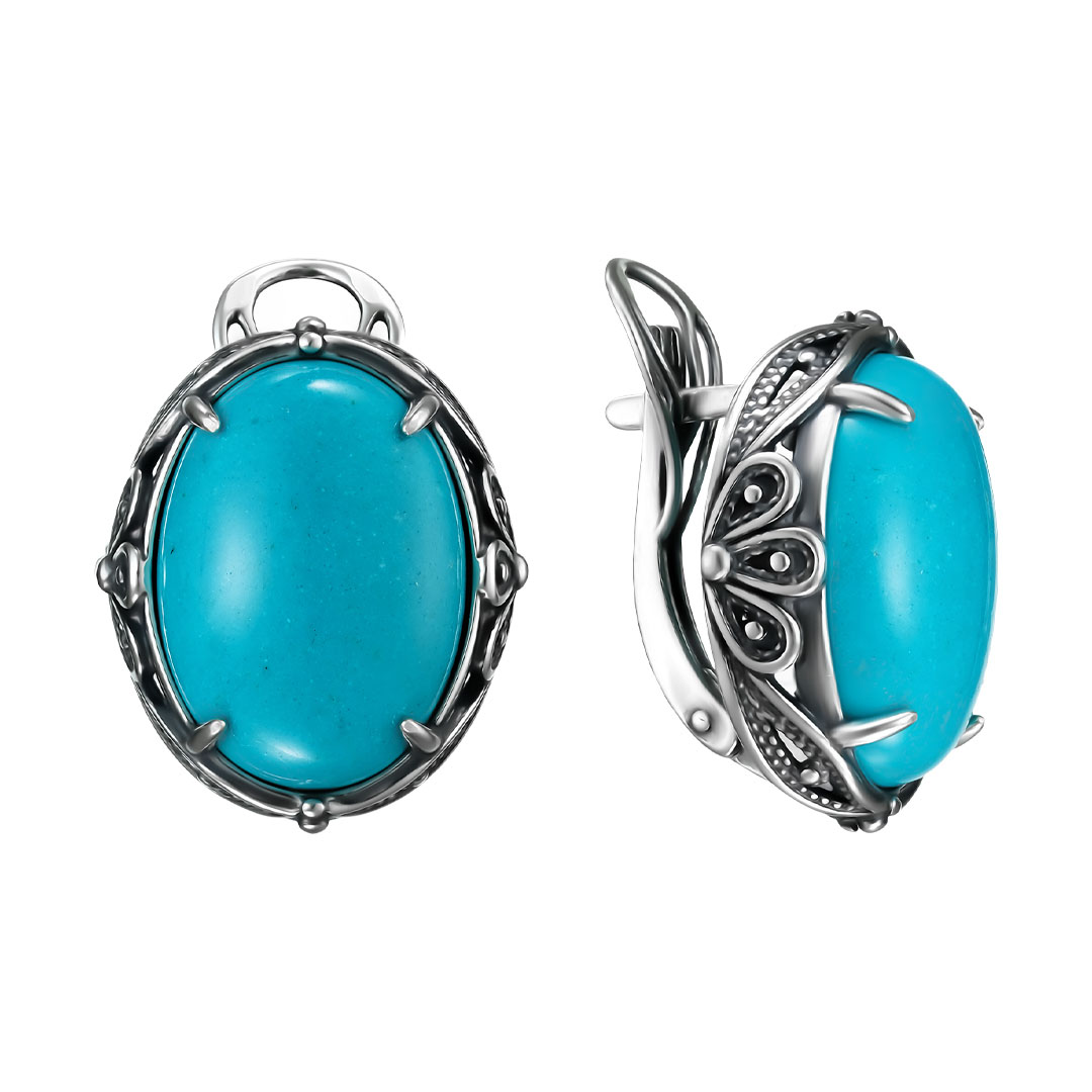 Серебряные серьги с бирюзой