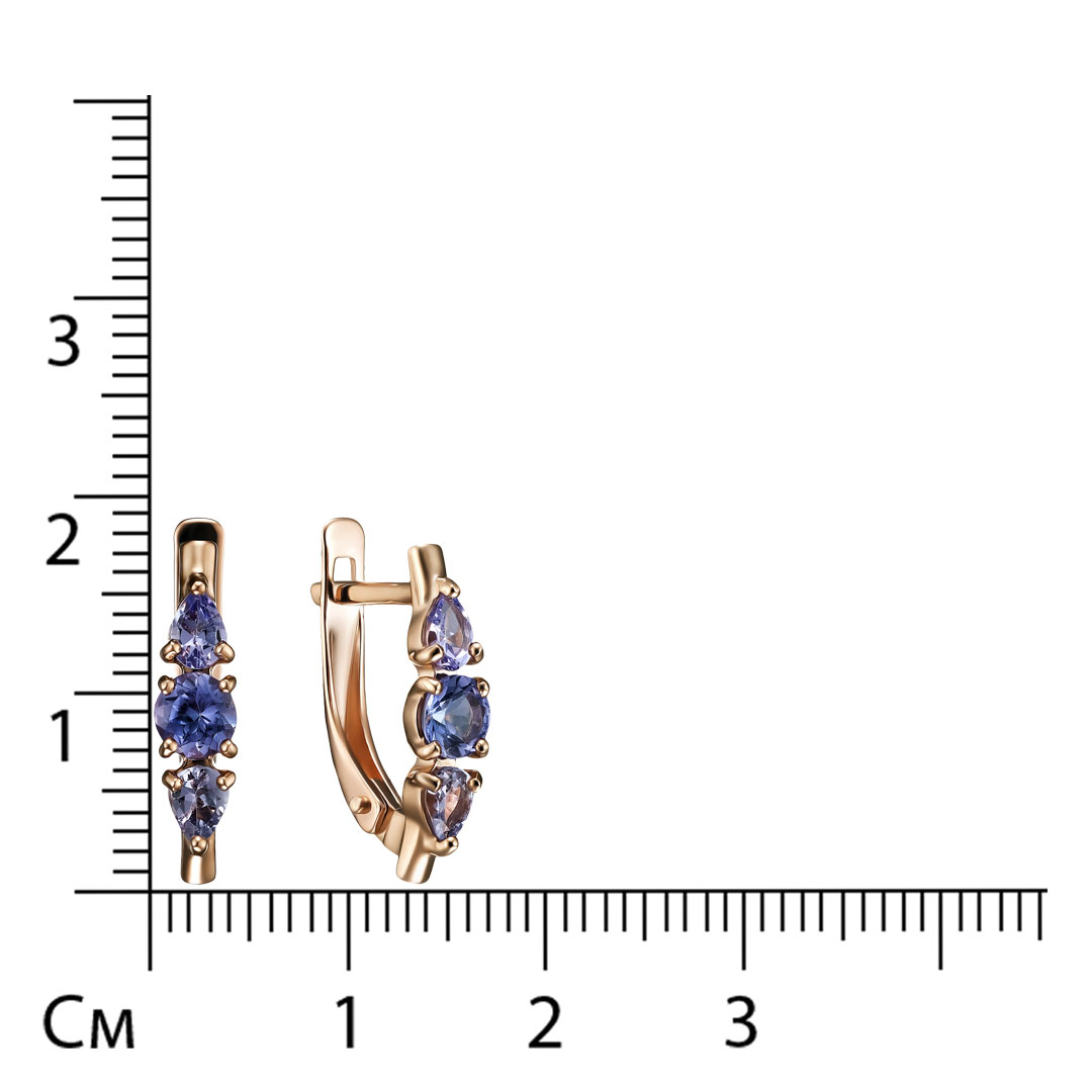 Серьги из золота с танзанитами