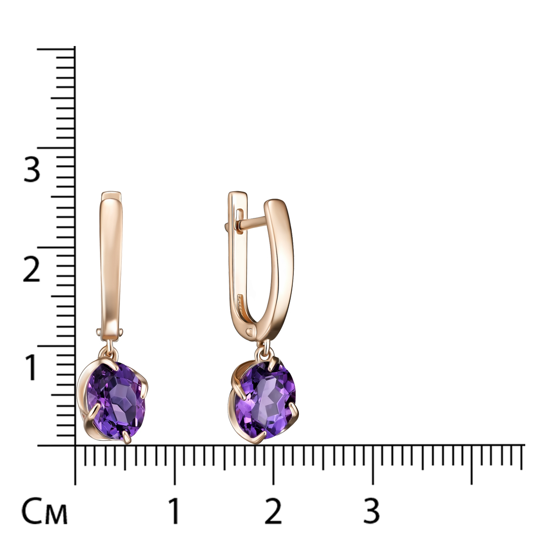 Серебряные серьги 925 пробы; вставки 2 Аметист;