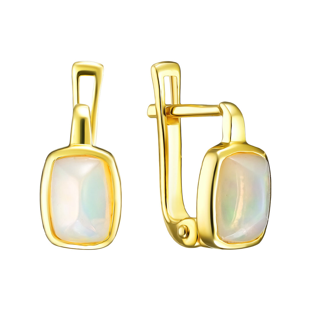 Серебряные серьги 925 пробы; вставки 2 Опал 1,4 ct;