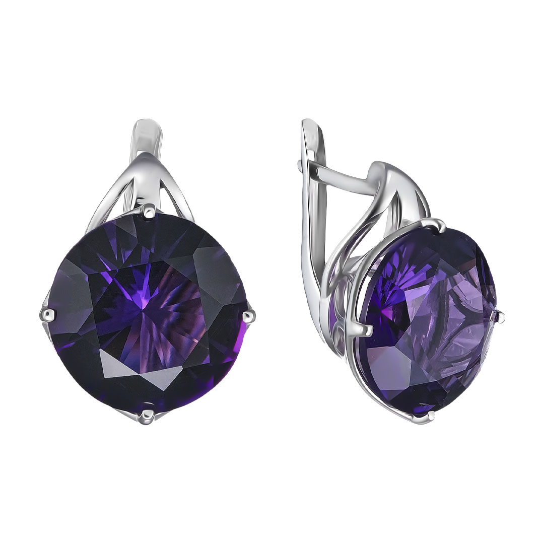 Серебряные серьги с аметистами