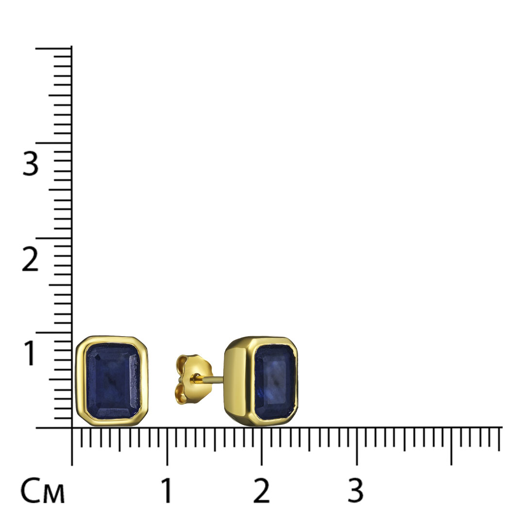 Серебряные серьги-пусеты 925 пробы; вставки 2 Сапфир 2,7 ct F/2;
