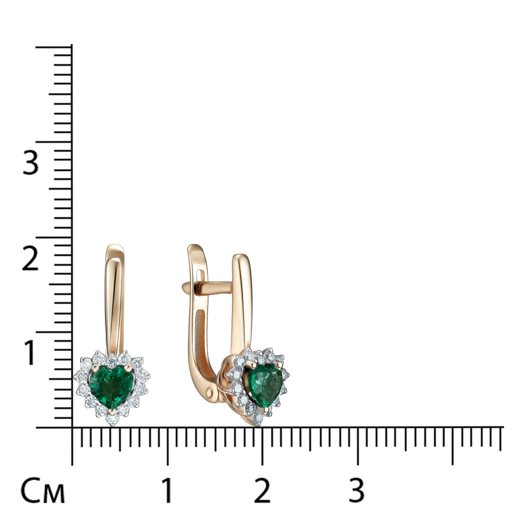 Серьги из золота с изумрудами "Сердца"